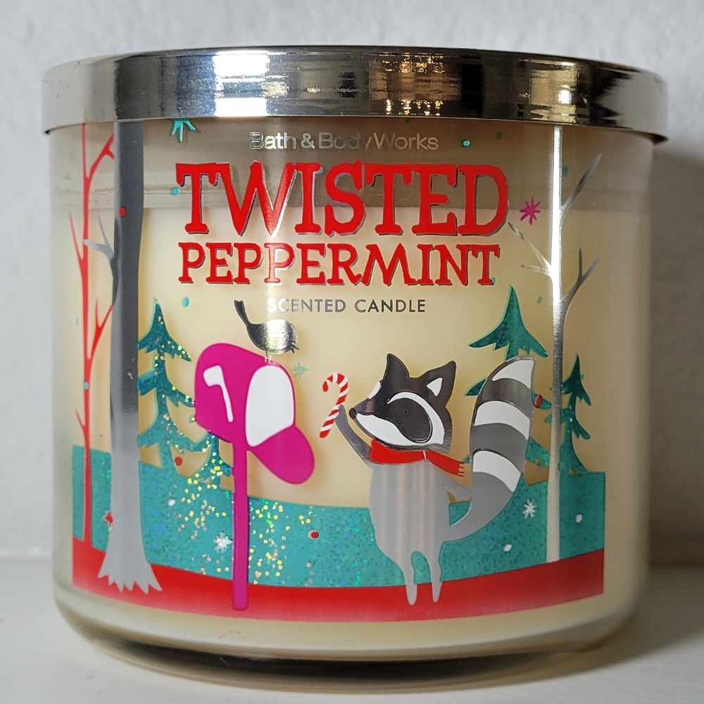 Bath & Body Works Twisted Peppermint Scented Candle - Cream